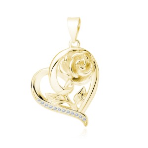 Pandantiv argint placat cu aur galben inima cu trandafir si pietre DiAmanti Z1987CG_W-DIA (Argint 925‰ 3,9 g.) Pandantiv argint placat cu aur galben inima cu trandafir si pietre DiAmanti Z1987CG_W-DIA (Argint 925‰ 3,9 g.)